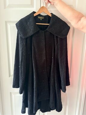Heidi Daus Black Textured Sequin  Swing Coat